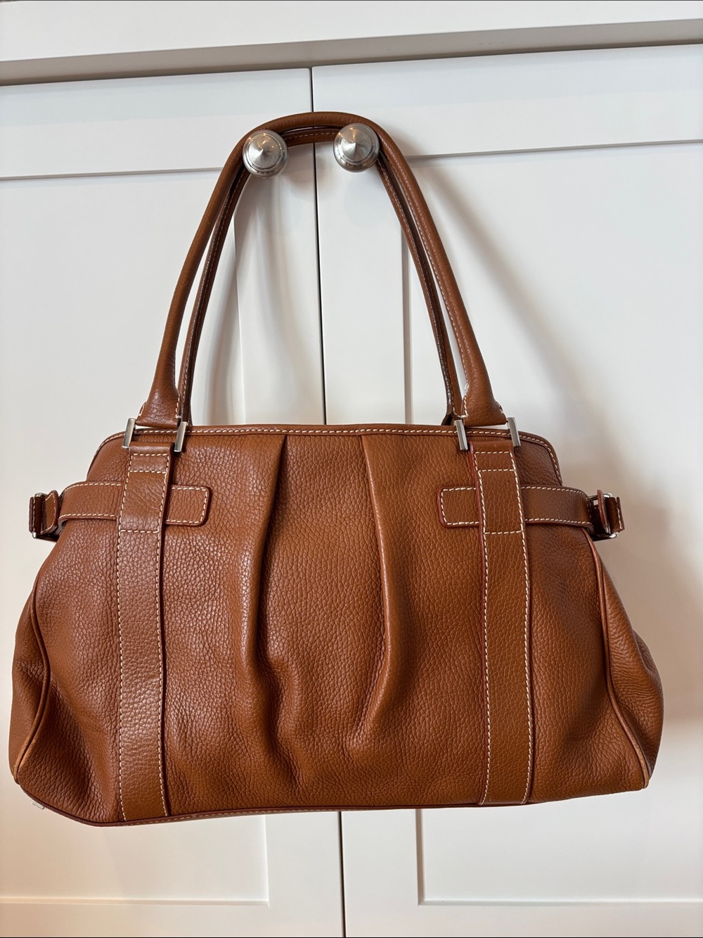 Lambertson Truex Pebbled Leather Satchel — Made in Italy 🤎
